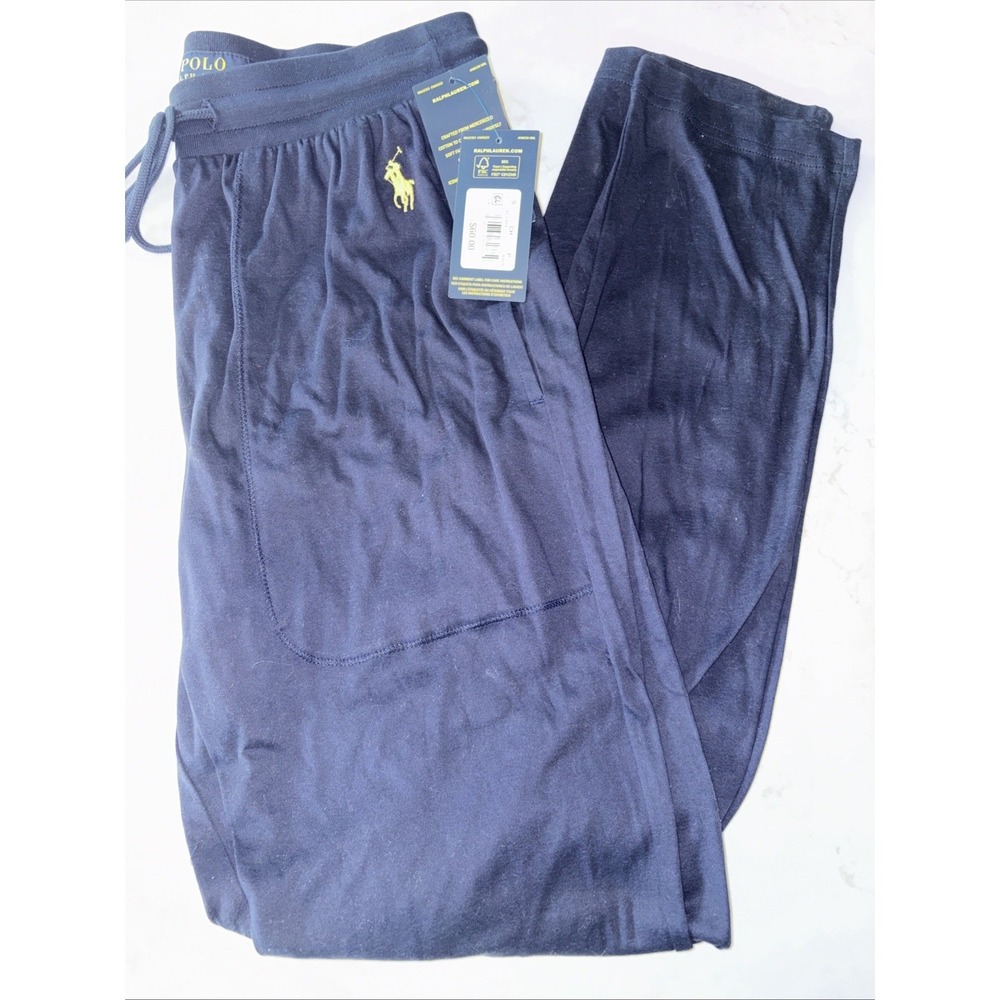 Mens S Polo Ralph Lauren Lightweight Knit Jogger Pajama Lounge Pants Navy Blue